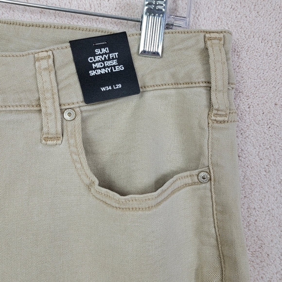 Silver Jeans Tan Suki Curvy‎ Mid Rise Skinny Denim Jeans  Sz 34x29 Plus Size NEW - Picture 7 of 12